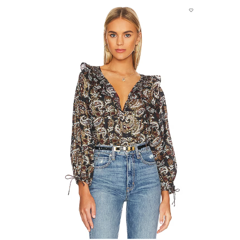 CLEOBELLA NWT Jillian Paisley Print Organic Cotton Long Sleeve Blouse // S